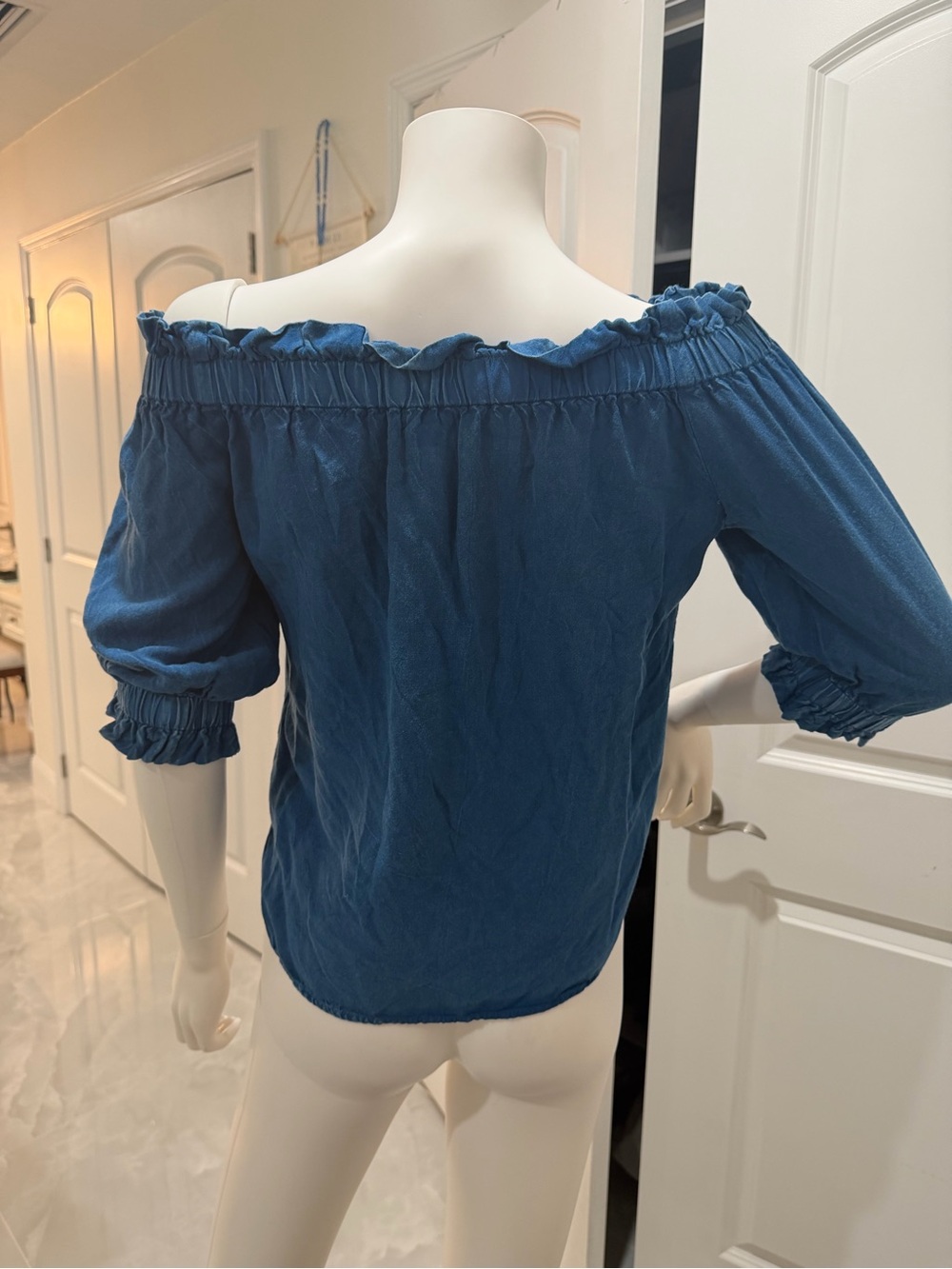 Style Envy Off-Shoulder Ruffled Top - Blue - Picture 4 of 5